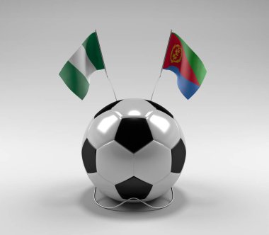 Nijerya - Eritre Futbol Bayrakları, Beyaz Arkaplan - 3D Render