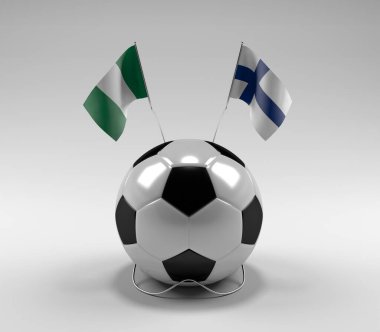 Nijerya - Finlandiya Futbol Bayrakları, Beyaz Arkaplan - 3D Render