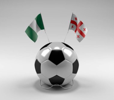 Nijerya - Gürcistan Futbol Bayrakları, Beyaz Arkaplan - 3D Render