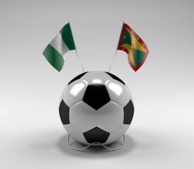 Nijerya - Grenada Futbol Bayrakları, Beyaz Arkaplan - 3D Render