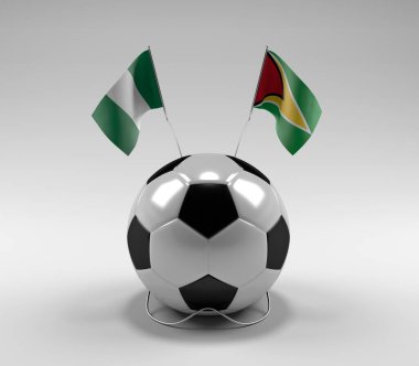 Nijerya - Guyana Futbol Bayrakları, Beyaz Arkaplan - 3D Render