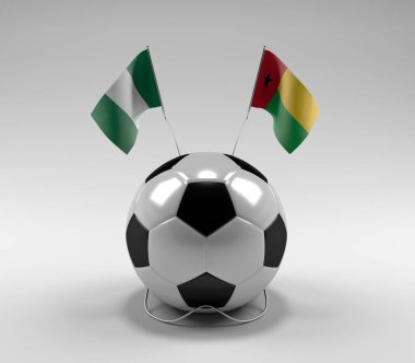 Nijerya - Gine-Bissau Futbol Bayrakları, Beyaz Arkaplan - 3D Render
