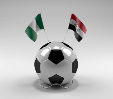 Nijerya - Irak Futbol Bayrakları, Beyaz Arkaplan - 3D Render