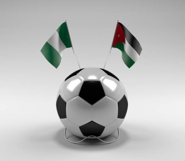 Nijerya - Ürdün Futbol Bayrakları, Beyaz Arkaplan - 3D Render