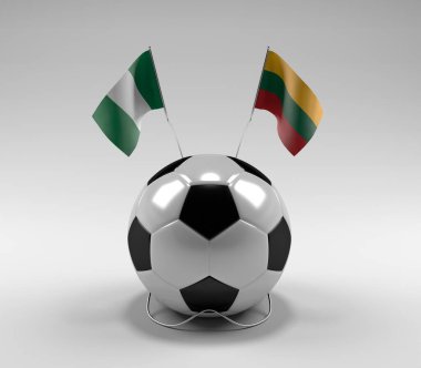 Nijerya - Litvanya Futbol Bayrakları, Beyaz Arkaplan - 3D Render