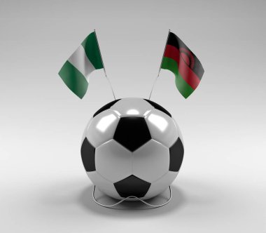 Nijerya - Malawi Futbol Bayrakları, Beyaz Arkaplan - 3D Render