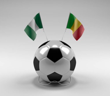 Nijerya - Mali Futbol Bayrakları, Beyaz Arkaplan - 3D Render