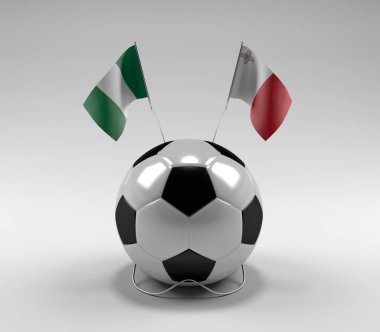 Nijerya - Malta Futbol Bayrakları, Beyaz Arkaplan - 3D Render
