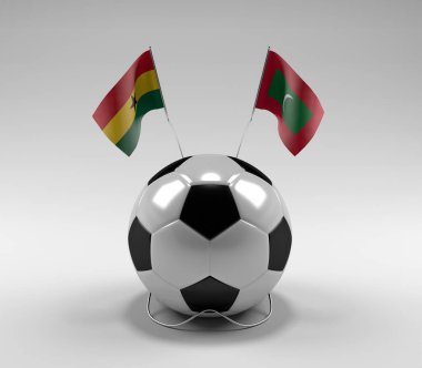 Gana - Maldivler Futbol Bayrakları, Beyaz Arkaplan - 3D Render