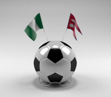 Nijerya - Nepal Futbol Bayrakları, Beyaz Arkaplan - 3D Render