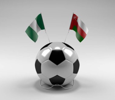 Nijerya - Umman Futbol Bayrakları, Beyaz Arkaplan - 3D Render