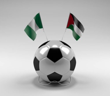 Nijerya - Filistin Futbol Bayrakları, Beyaz Arkaplan - 3D Render