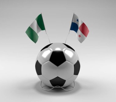 Nijerya - Panama Futbol Bayrakları, Beyaz Arkaplan - 3D Render