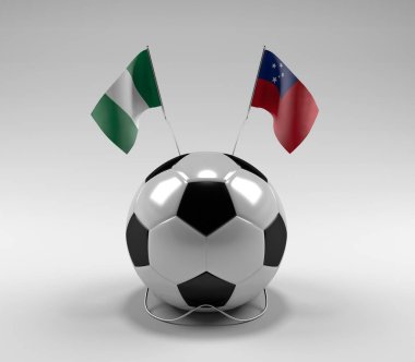 Nijerya - Samoa Futbol Bayrakları, Beyaz Arkaplan - 3D Render