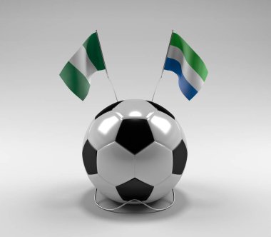 Nijerya - Sierra-Leone Futbol Bayrakları, Beyaz Arkaplan - 3D Render