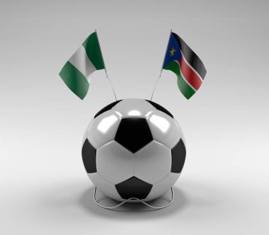 Nijerya - Güney Sudan Futbol Bayrakları, Beyaz Arkaplan - 3D Render