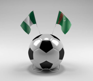 Nijerya - Türkmenistan Futbol Bayrakları, Beyaz Arkaplan - 3D Render