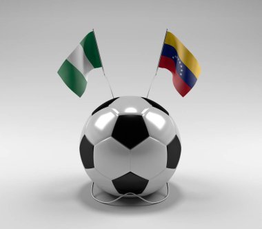 Nijerya - Venezuela Futbol Bayrakları, Beyaz Arkaplan - 3D Render