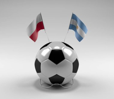 Polonya - Arjantin Futbol Bayrakları, Beyaz Arkaplan - 3D Render