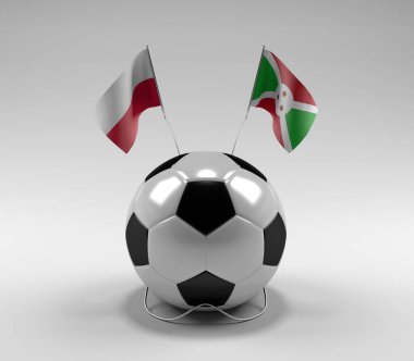 Polonya - Burundi Futbol Bayrakları, Beyaz Arkaplan - 3D Render