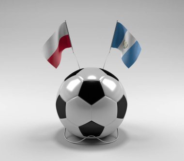 Polonya - Guatemala Futbol Bayrakları, Beyaz Arkaplan - 3D Render