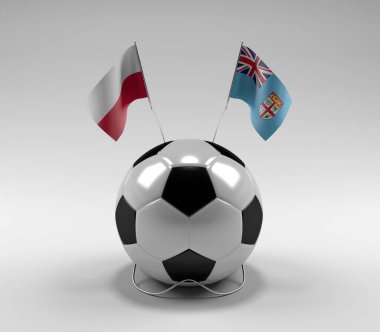 Polonya - Fiji Futbol Bayrakları, Beyaz Arkaplan - 3D Render