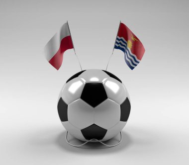 Polonya - Kiribati Futbol Bayrakları, Beyaz Arkaplan - 3D Render