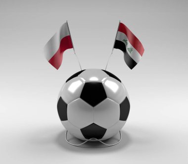 Polonya - Irak Futbol Bayrakları, Beyaz Arkaplan - 3D Yapılandırma