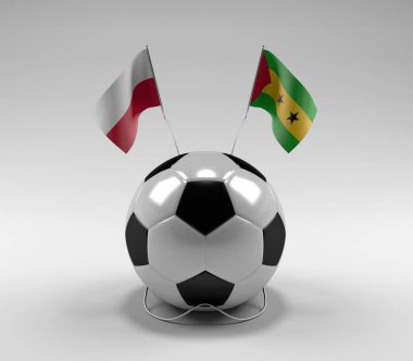 Polonya - Sao-Tome-Principe Futbol Bayrakları, Beyaz Arkaplan - 3D Render
