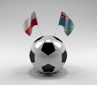 Polonya - Tuvalu Futbol Bayrakları, Beyaz Arkaplan - 3D Render
