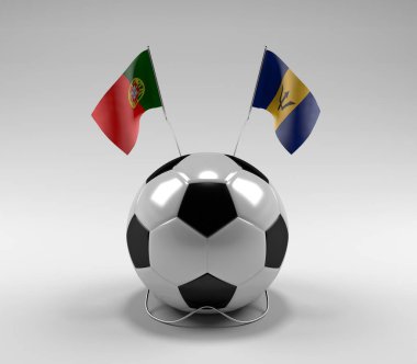 Portekiz - Barbados Futbol Bayrakları, Beyaz Arkaplan - 3D Render