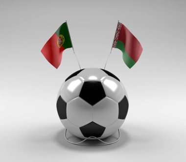 Portekiz - Beyaz Futbol Bayrakları, Beyaz Arkaplan - 3D Render