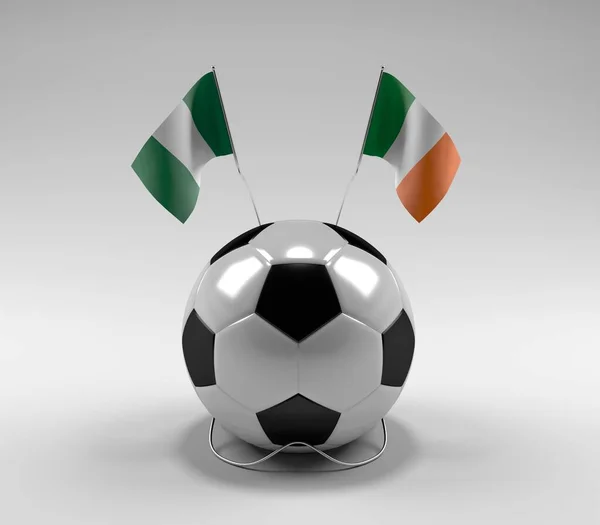 Nigeria Irlandia Flagi Piłkarskie Białe Tło Render — Zdjęcie stockowe