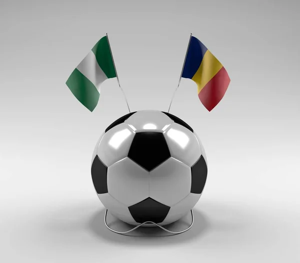 Nigeria Romania Football Flags White Background Render —  Fotos de Stock