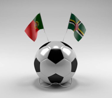 Portekiz - Dominica Futbol Bayrakları, Beyaz Arkaplan - 3D Render