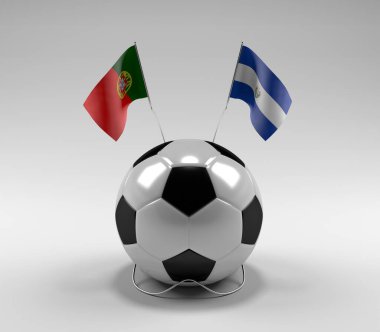 Portekiz - El-Salvador Futbol Bayrakları, Beyaz Arkaplan - 3D Render