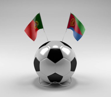 Portekiz - Eritre Futbol Bayrakları, Beyaz Arkaplan - 3D Render