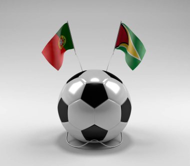 Portekiz - Guyana Futbol Bayrakları, Beyaz Arkaplan - 3D Render