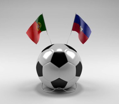 Portekiz - Haiti Futbol Bayrakları, Beyaz Arkaplan - 3D Render