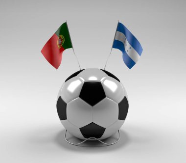 Portekiz - Honduras Futbol Bayrakları, Beyaz Arkaplan - 3D Render