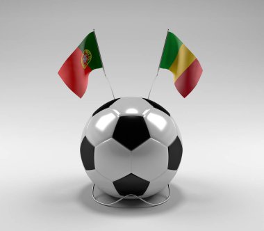 Portekiz - Mali Futbol Bayrakları, Beyaz Arkaplan - 3D Render