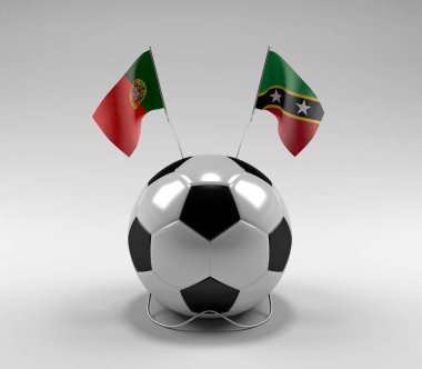Portekiz - Saint-Kitts-and-Nevis Futbol Bayrakları, Beyaz Arkaplan - 3D Render