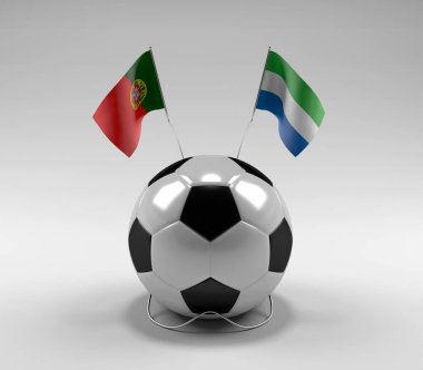 Portekiz - Sierra-Leone Futbol Bayrakları, Beyaz Arkaplan - 3D Render