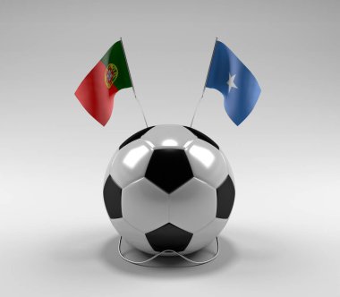Portekiz - Somali Futbol Bayrakları, Beyaz Arkaplan - 3D Render