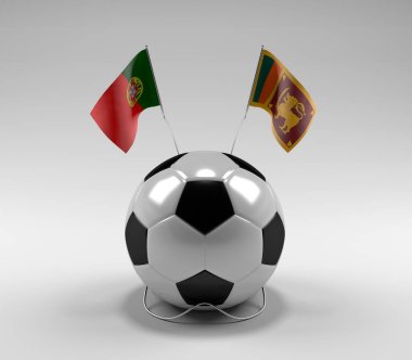 Portekiz - Sri-Lanka Futbol Bayrakları, Beyaz Arkaplan - 3D Render