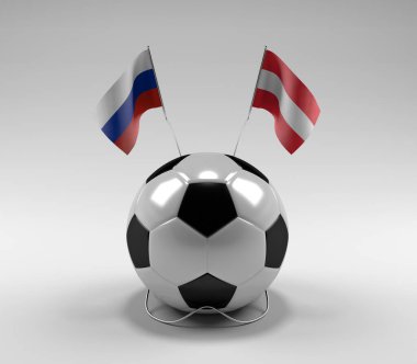 Rusya - Avusturya Futbol Bayrakları, Beyaz Arkaplan - 3D Render