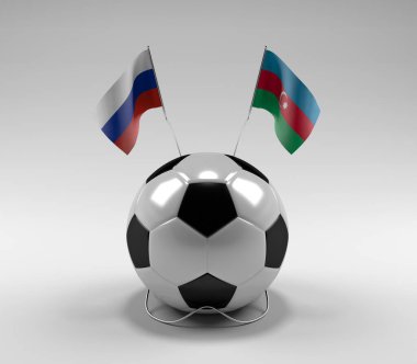 Rusya - Azerbaycan Futbol Bayrakları, Beyaz Arkaplan - 3D Render