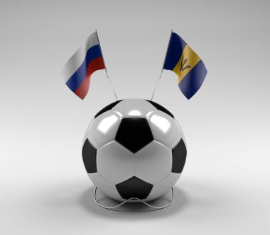 Rusya - Barbados Futbol Bayrakları, Beyaz Arkaplan - 3D Render