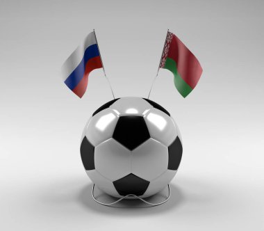 Rusya - Beyaz Futbol Bayrakları, Beyaz Arkaplan - 3D Render