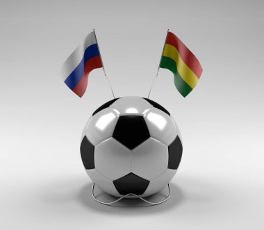 Rusya - Bolivya Futbol Bayrakları, Beyaz Arkaplan - 3D Render